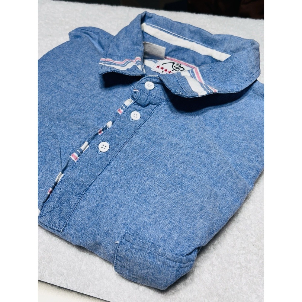 Roper Western Denim Shirt, Men's XL shirt Red, White & Blue Vintage Cowboy USA